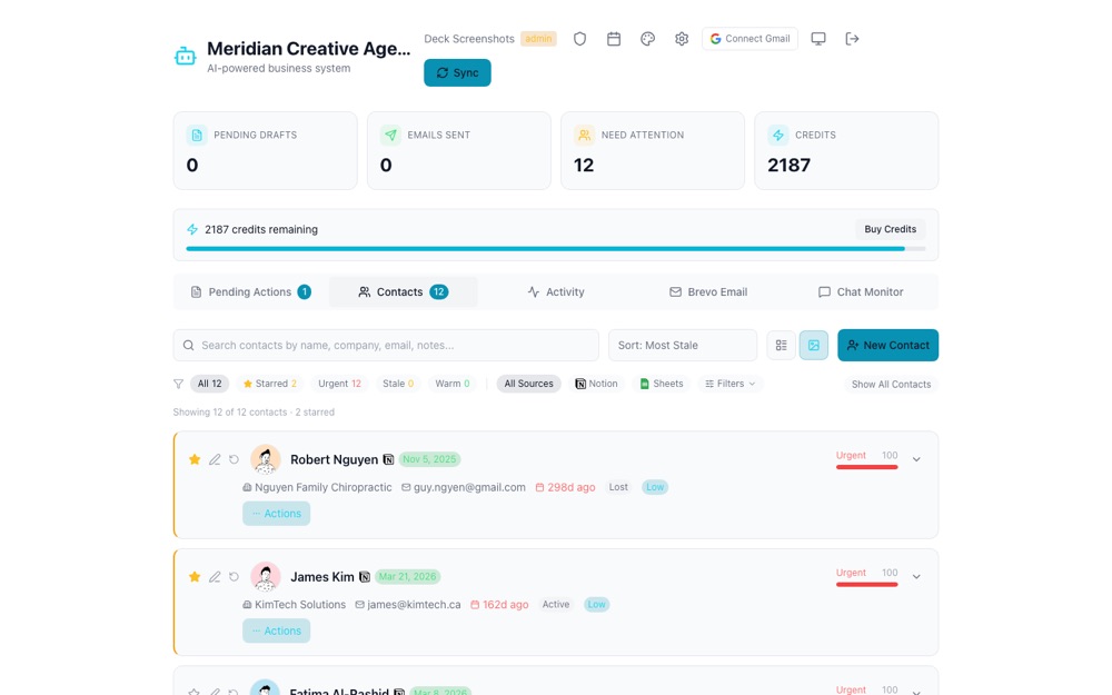 Screenshot of agent.master-demo.webfacemedia.dev/#contacts