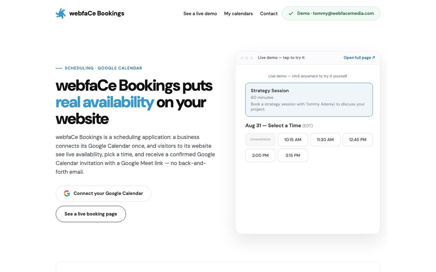 Screenshot of book.webface.cloud