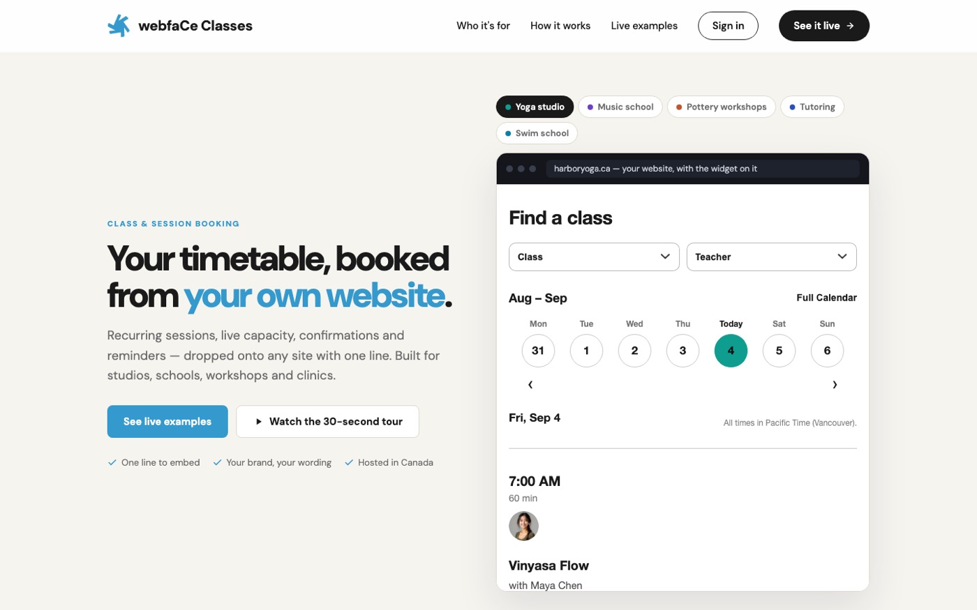 Screenshot of classes.webfacemedia.com