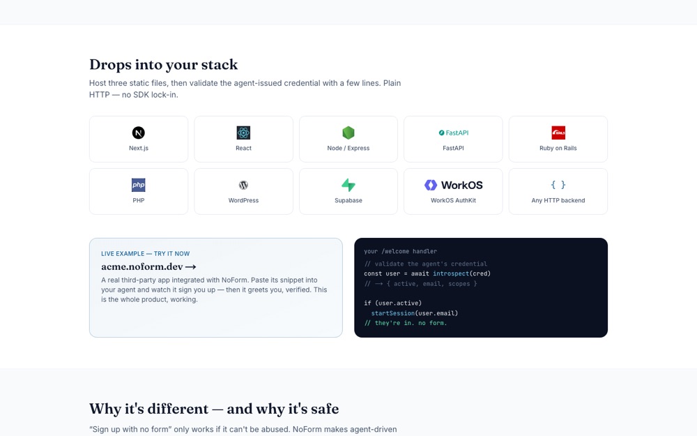 Screenshot of noform.dev
