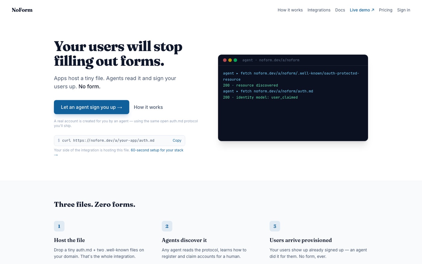 Screenshot of noform.dev